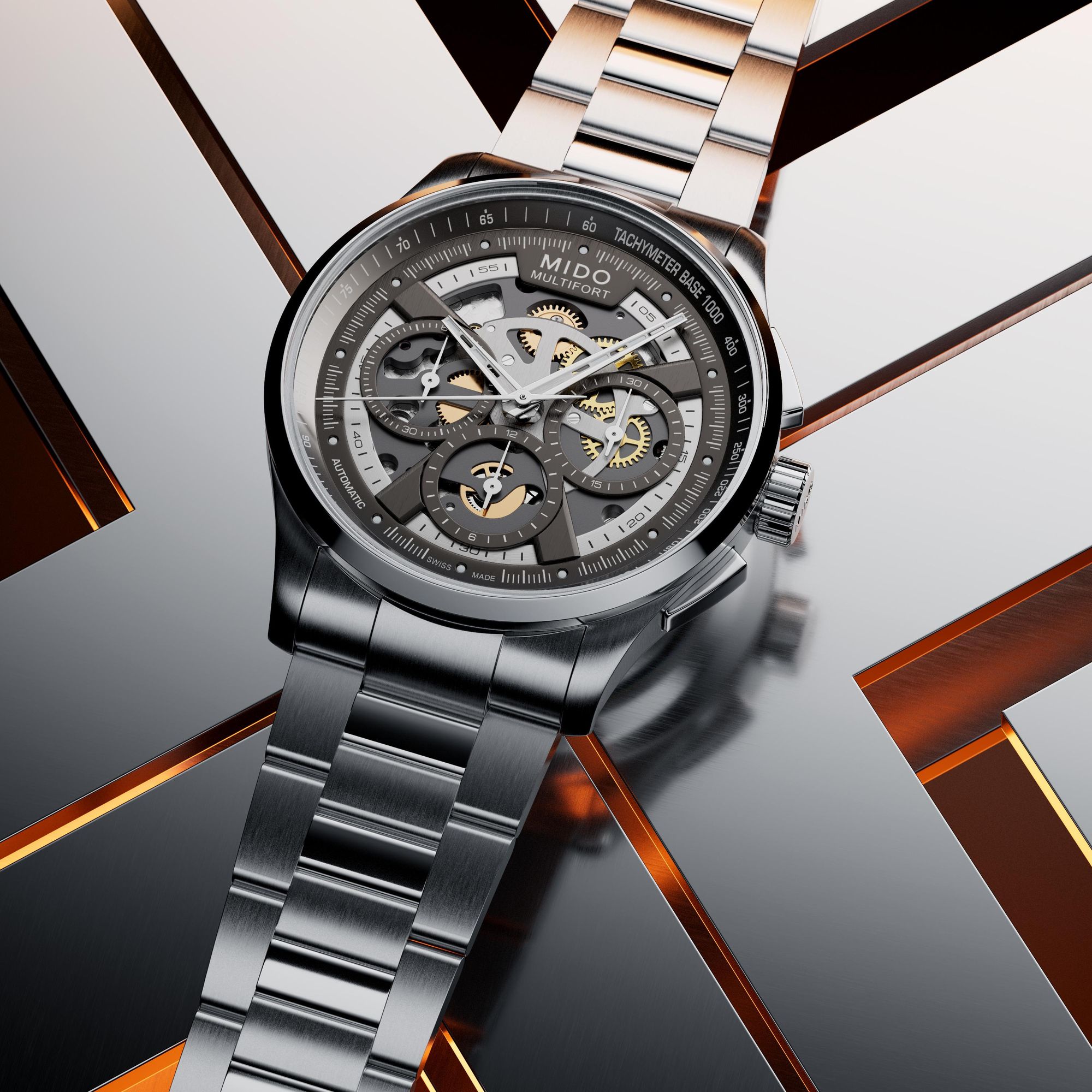 Mido Multifort Skeleton Chrono M038.662.11.060.00 Chronographe Automatique pour hommes Cadran Squelette Mido Multifort Skeleton Chrono M038.662.11.060.00 Chronographe Automatique pour hommes Cadran Squelette