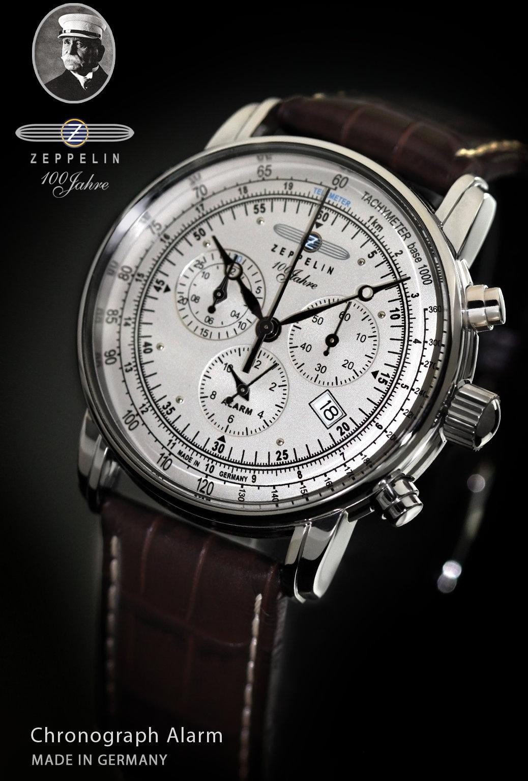 Zeppelin Chrono-Alarm 7680-1 Mens Chronograph Made in Germany Zeppelin Chrono-Alarm 7680-1 Mens Chronograph Made in Germany