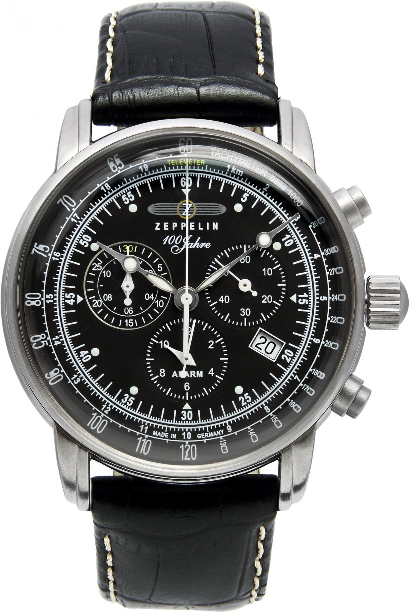 Zeppelin Chrono-Alarm 7680-2 Mens Chronograph Made in Germany