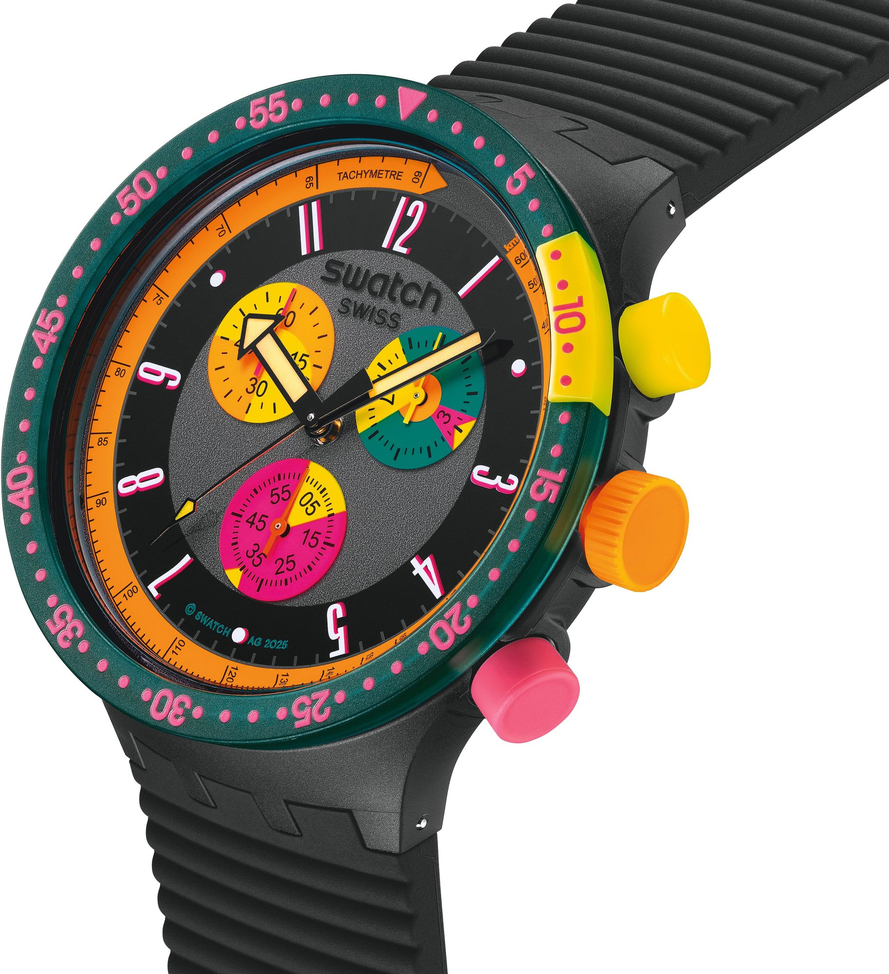 Swatch SWATCH NEON SEPPIA SB02B104 Unisex horloge Swatch SWATCH NEON SEPPIA SB02B104 Unisex horloge