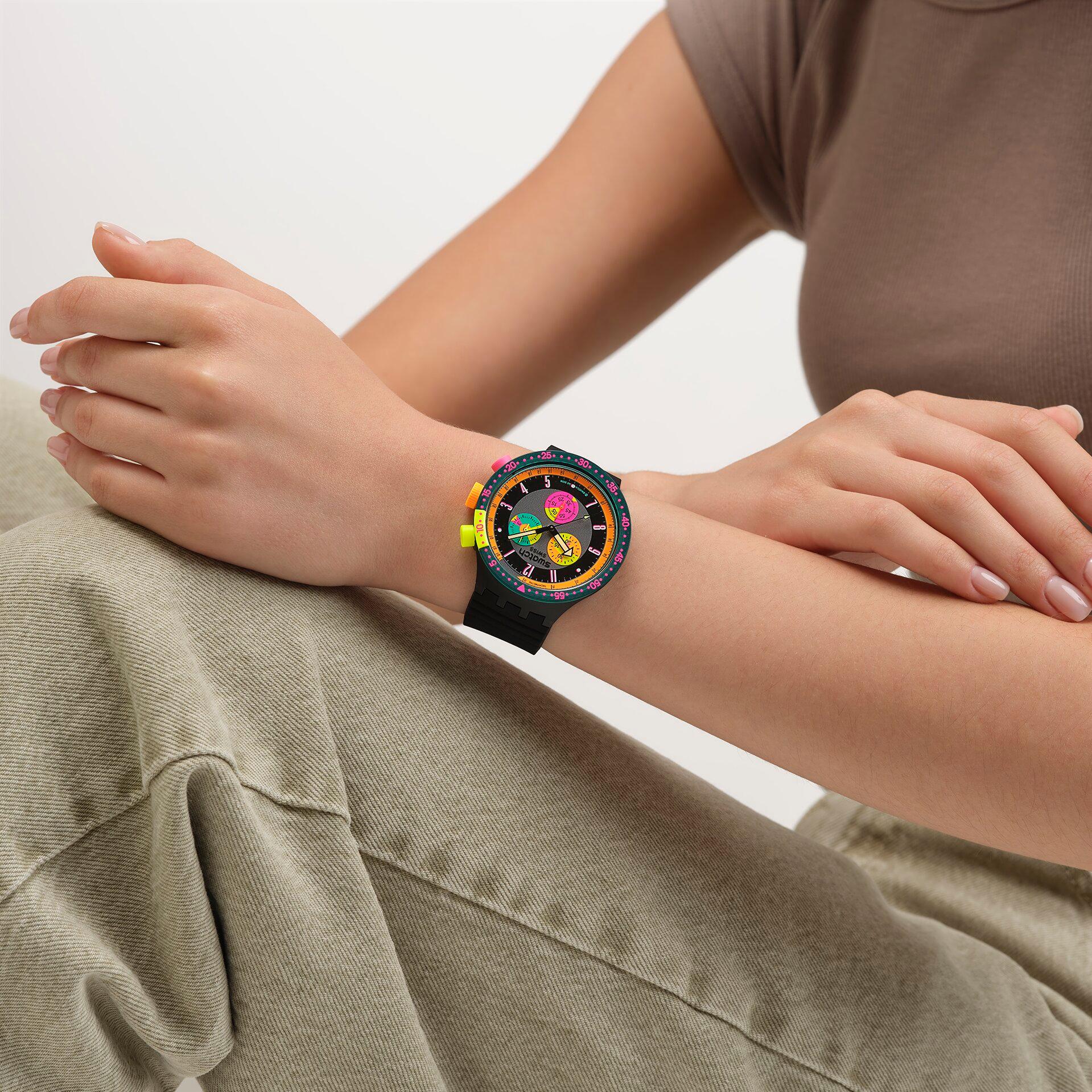 Swatch SWATCH NEON SEPPIA SB02B104 Unisex horloge Swatch SWATCH NEON SEPPIA SB02B104 Unisex horloge