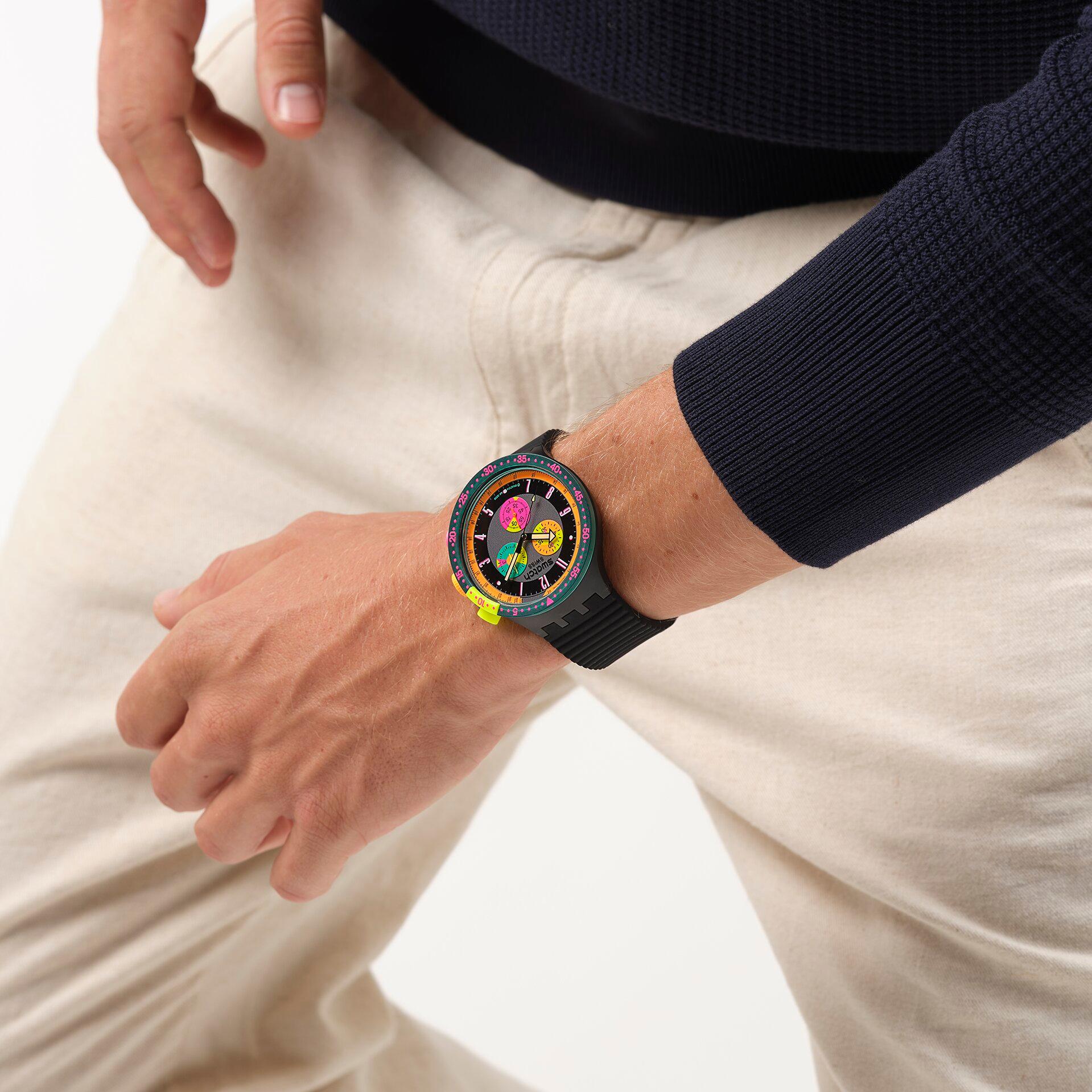 Swatch SWATCH NEON SEPPIA SB02B104 Unisex horloge Swatch SWATCH NEON SEPPIA SB02B104 Unisex horloge