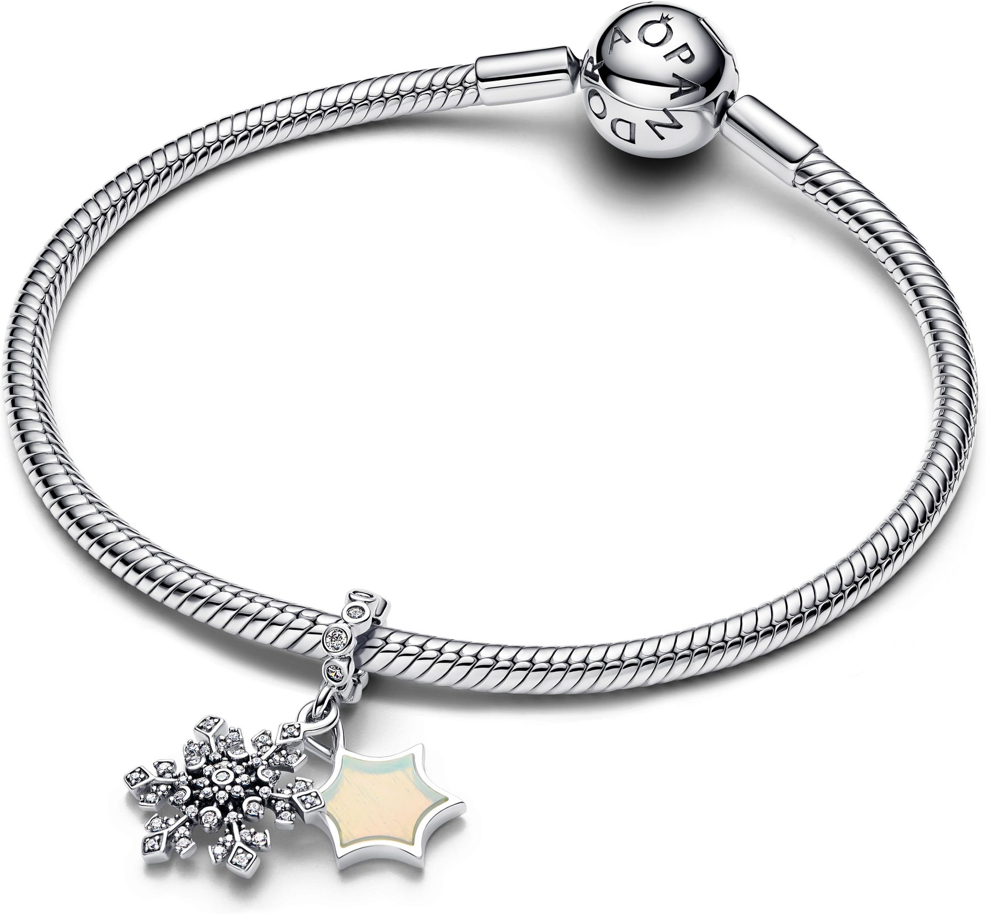 Pandora Schillernde Schneeflocke Doppelter Charm-Anhänger 794142C01 Pendentif Charm