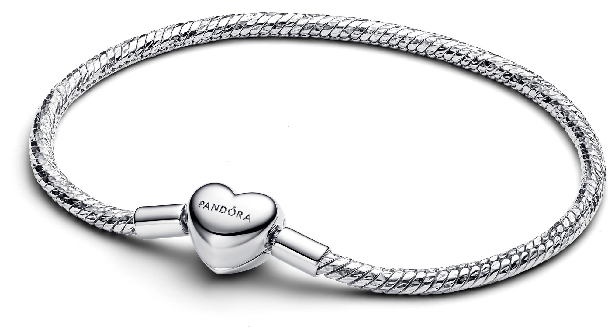 Pandora Facettiertes Schlangen-Gliederarmband mit Herzverschluss 594236C00 Damenarmband
