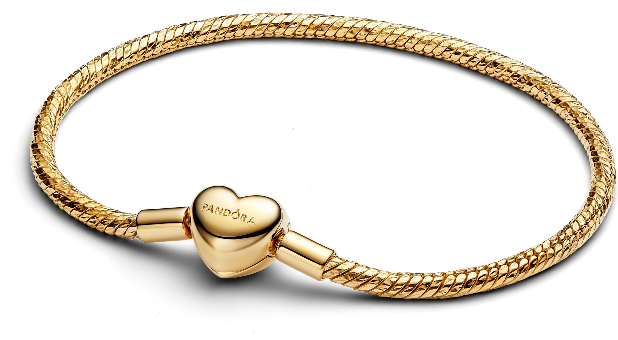 Pandora Facettiertes Schlangen-Gliederarmband mit Herzverschluss 564236C00 Dames armband