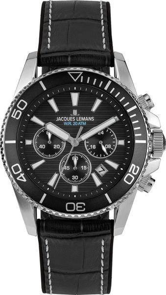 Jacques Lemans Liverpool Diver 1-2206A Cronógrafo para hombres Reloj de Buceo