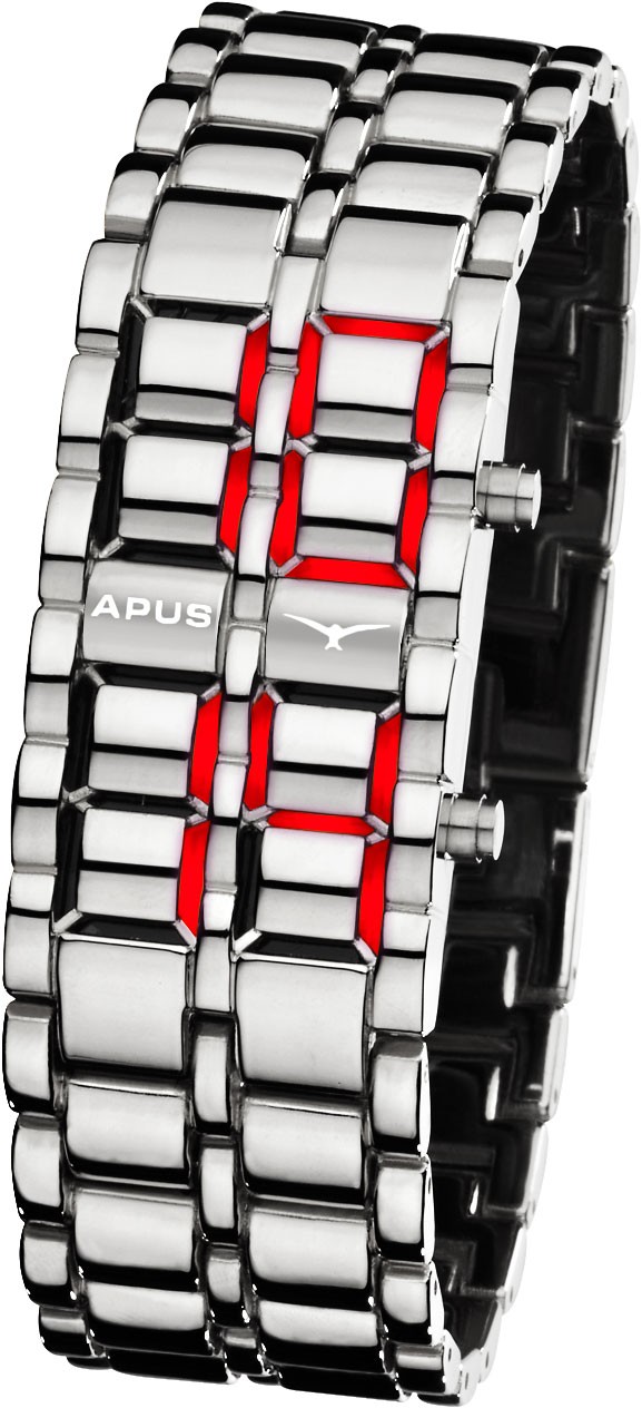 APUS Zeta Silver Red AS-ZT-SR LED Watch for Men Design Highlight