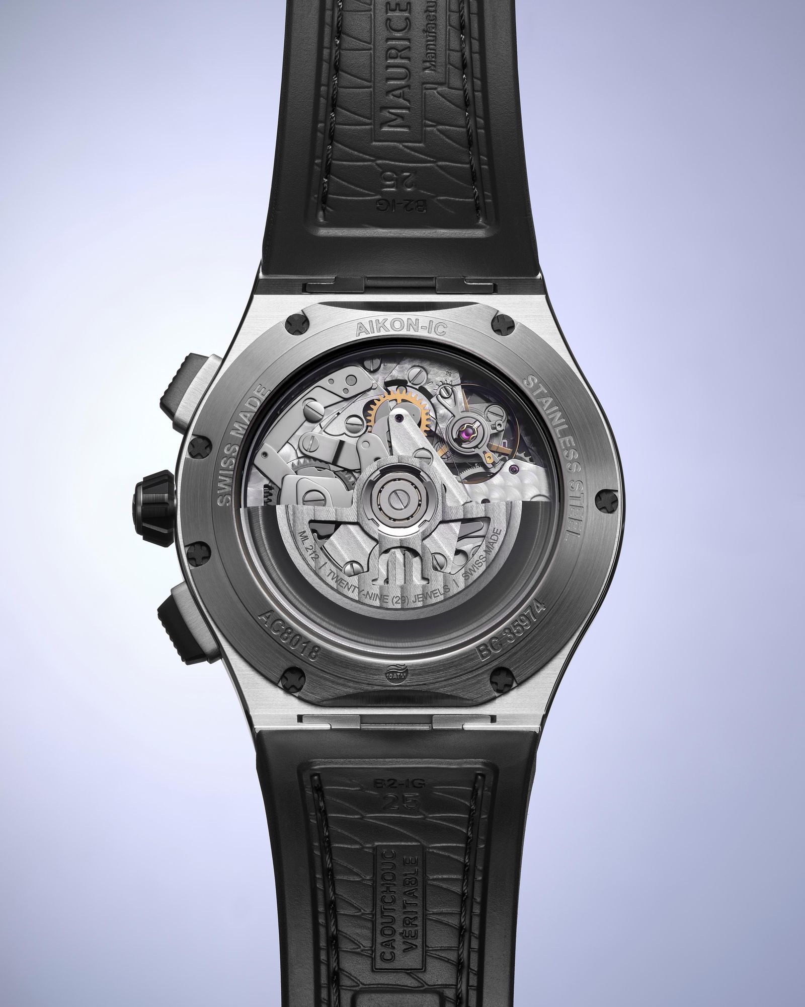 Maurice Lacroix AIKONIC CHRONO SKELETON AC8018-SSL20-030-2 Automatische herenchronograaf Geskelleteerde wijzerplaat Maurice Lacroix AIKONIC CHRONO SKELETON AC8018-SSL20-030-2 Automatische herenchronograaf Geskelleteerde wijzerplaat