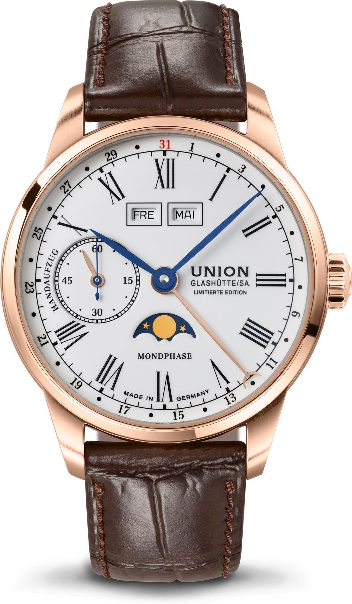 Union Glashütte 1893 Handaufzug – Mondphase D903.458.76.013.09 Reloj de Pulsera para hombres Edición Muy Limitada