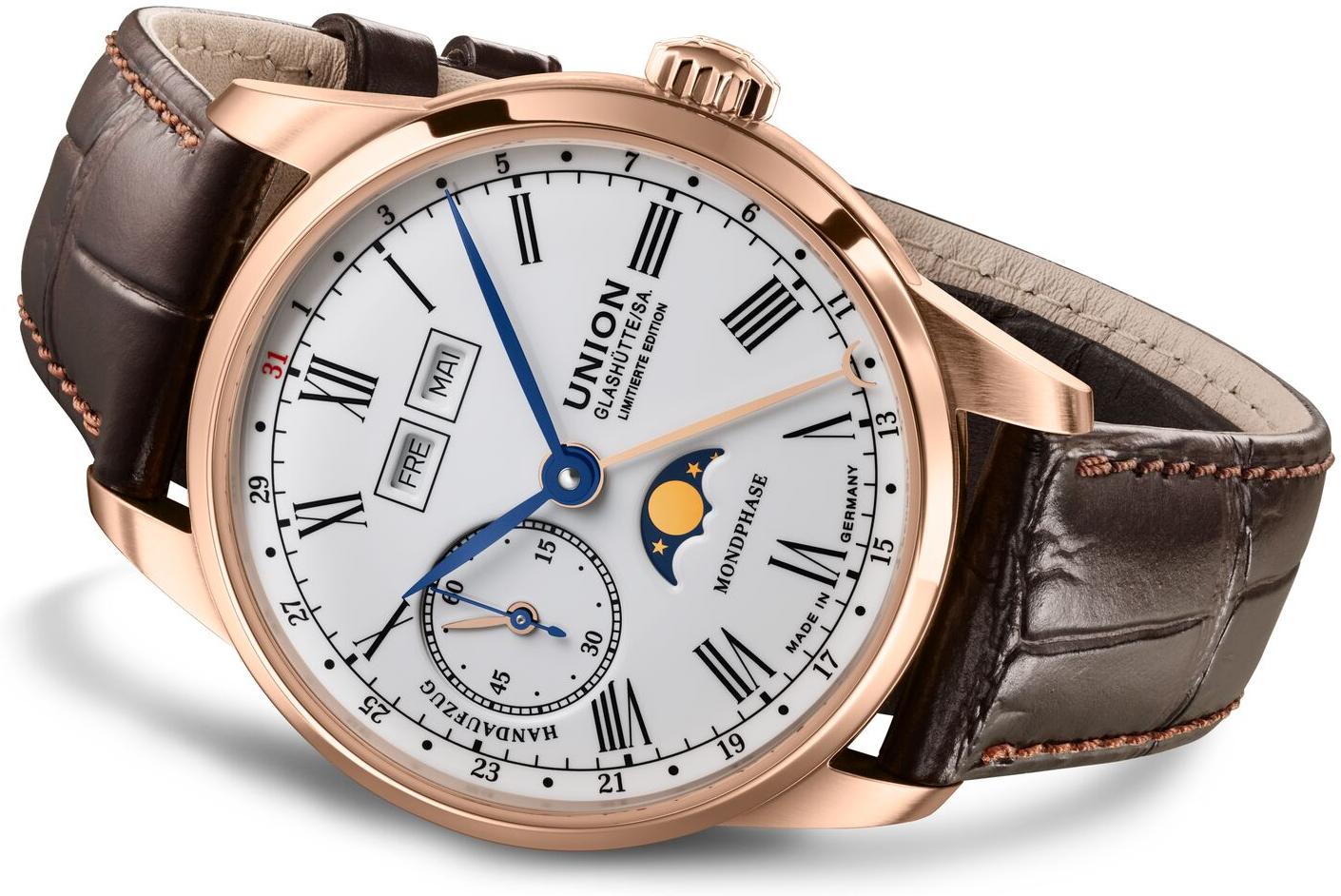 Union Glashütte 1893 Handaufzug – Mondphase D903.458.76.013.09 Reloj de Pulsera para hombres Edición Muy Limitada