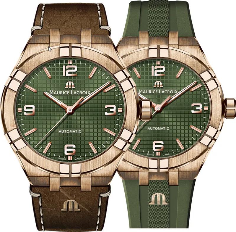 Maurice Lacroix BRONZE Chronograph Limited Edition AI6008-brz0b-630-m Automatic Mens Watch With spare bracelet