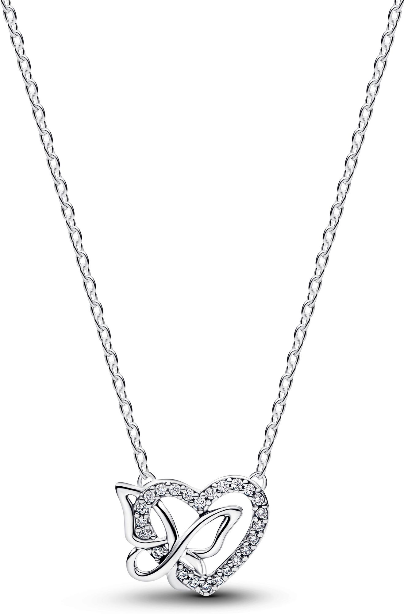 Pandora Entwined Heart & Butterfly Pendant Necklace 394477C01 Cadena de cuello para mujeres Pandora Entwined Heart & Butterfly Pendant Necklace 394477C01 Cadena de cuello para mujeres