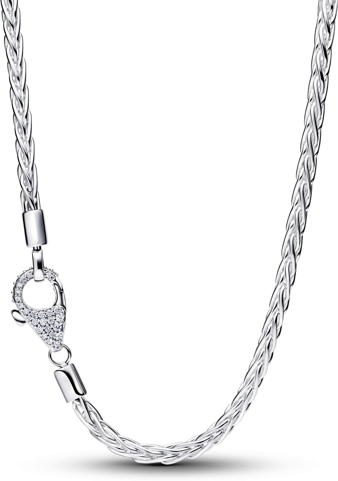 Pandora Pavé Clasp Foxtail Chain Charm Necklace 394463C01 Cadena de cuello para mujeres Pandora Pavé Clasp Foxtail Chain Charm Necklace 394463C01 Cadena de cuello para mujeres