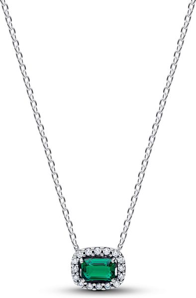 Pandora Rectangular Sparkling Green Halo Pendant Necklace 394503C01 Catenina donna Pandora Rectangular Sparkling Green Halo Pendant Necklace 394503C01 Catenina donna