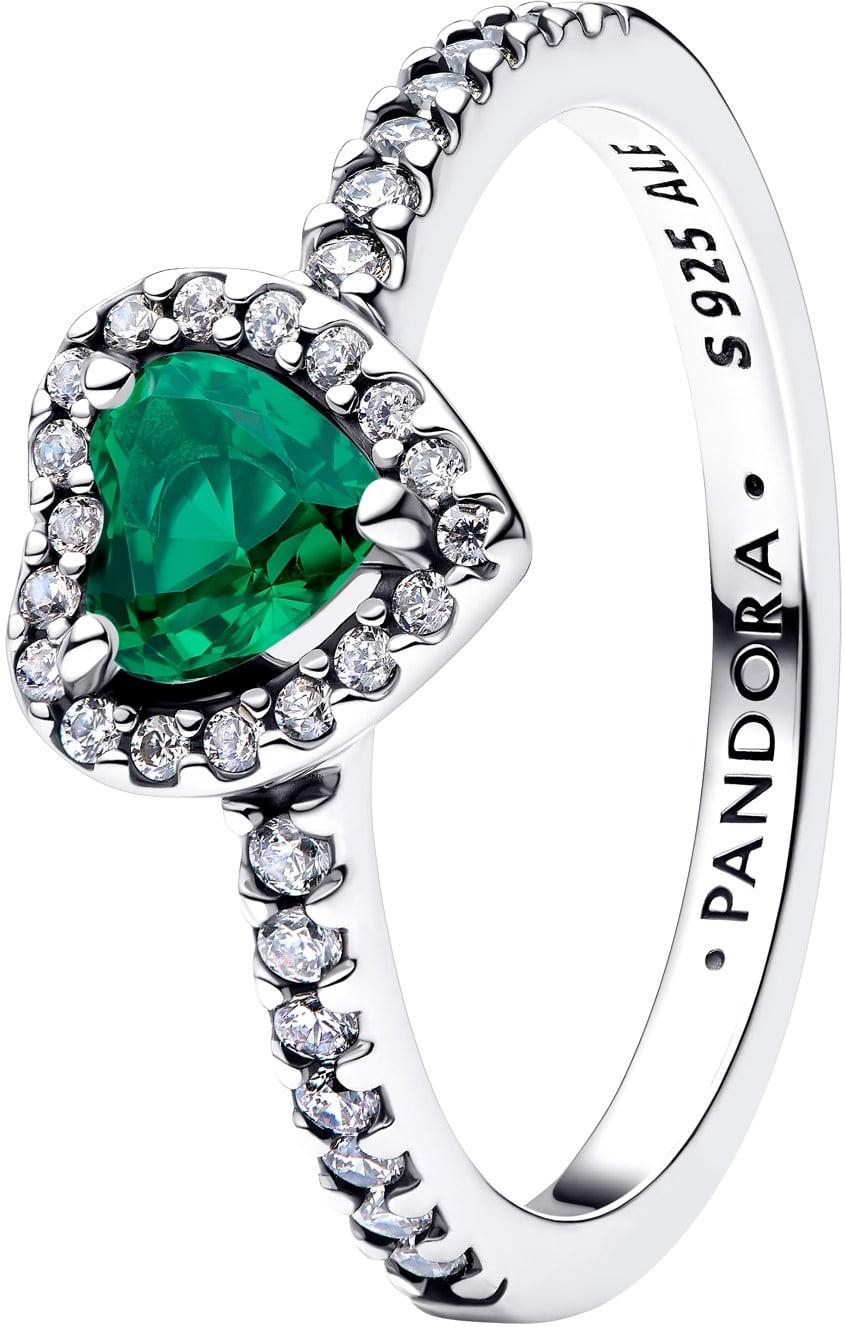 Pandora Elevated Royal Green Heart Ring 198421C07 Anillo para mujeres