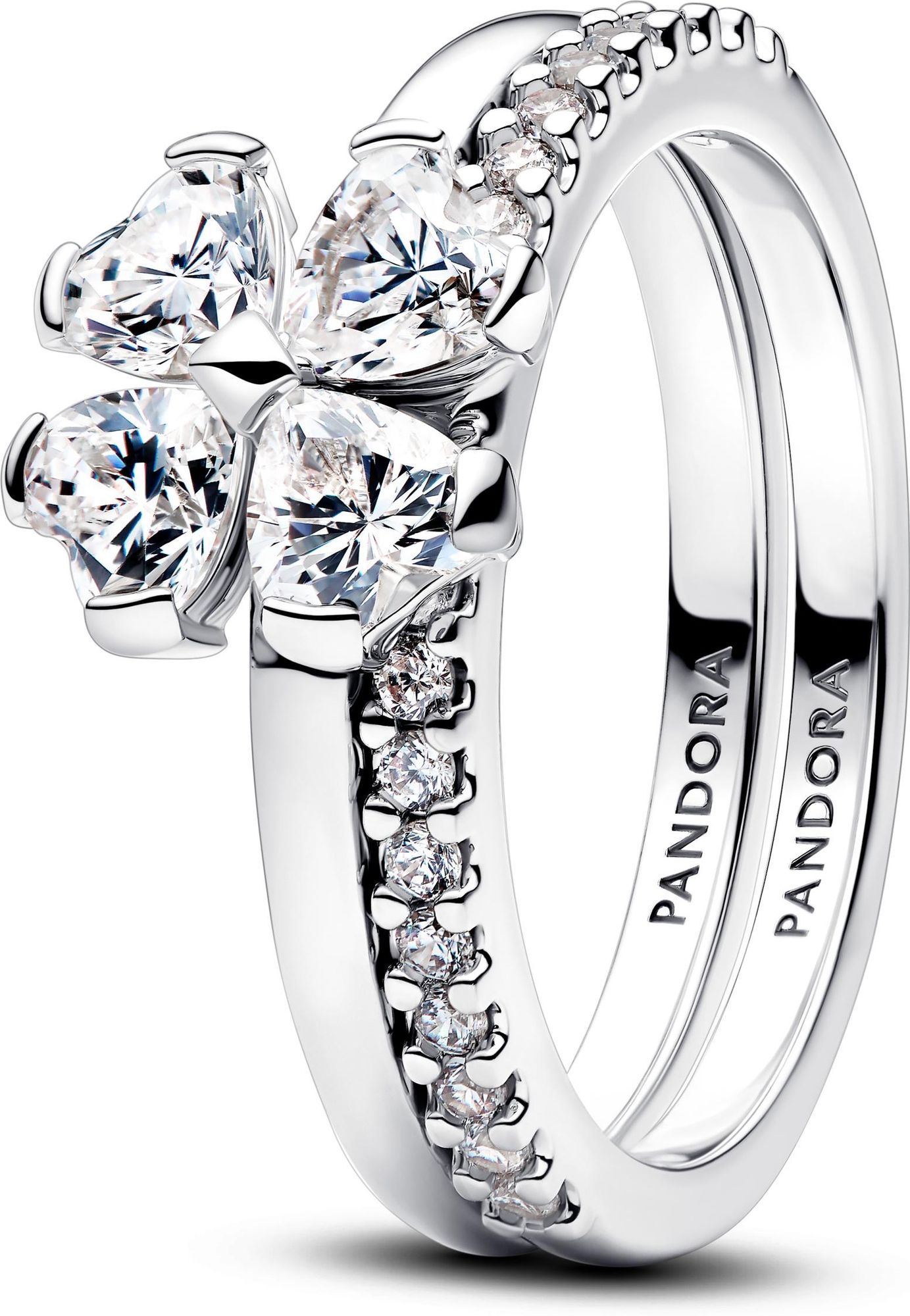 Pandora Funkelndes Glückskleeblatt Teilbarer Ring 194507C01 Anillo para mujeres Pandora Funkelndes Glückskleeblatt Teilbarer Ring 194507C01 Anillo para mujeres