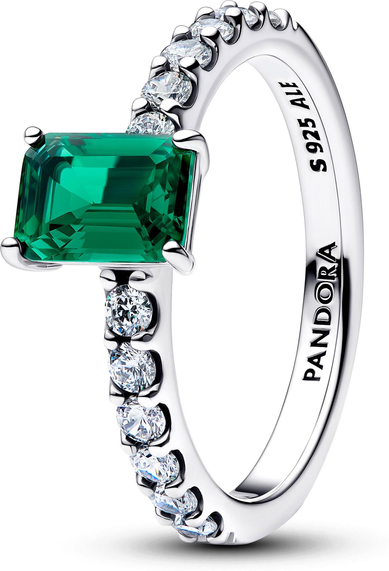 Pandora Rectangular Sparkling Green Halo Ring 194506C01 womans ring Pandora Rectangular Sparkling Green Halo Ring 194506C01 womans ring
