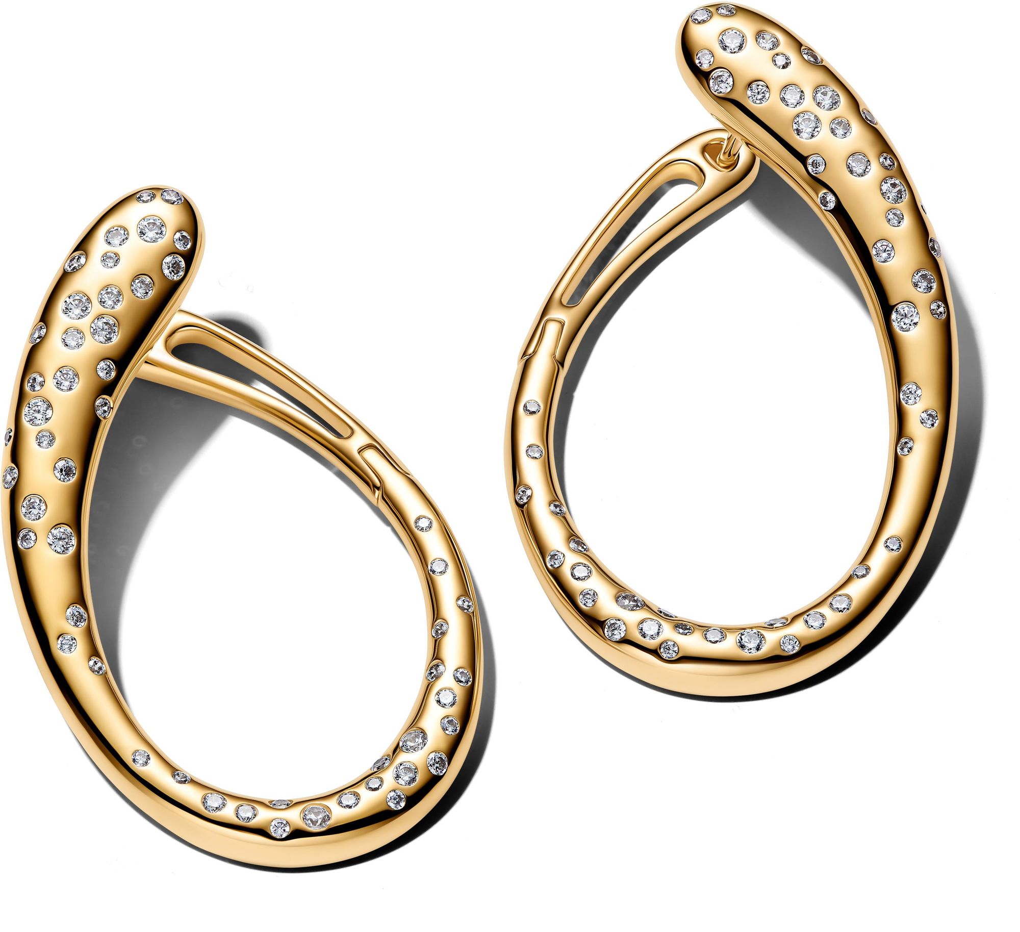 Pandora Organically Shaped Stone-Set Hinged Hoop 264660C01 Boucles d'oreille