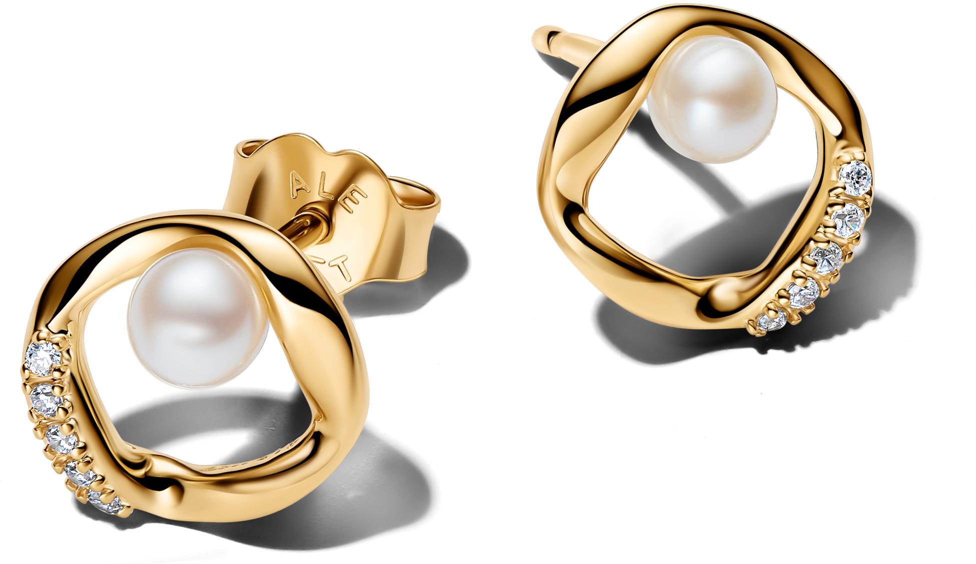 Pandora Organically Shaped Pavé Circle & Treated Freshwater Cultured Pearl Stud 264662C01 Boucles d'oreille Pandora Organically Shaped Pavé Circle & Treated Freshwater Cultured Pearl Stud 264662C01 Boucles d'oreille