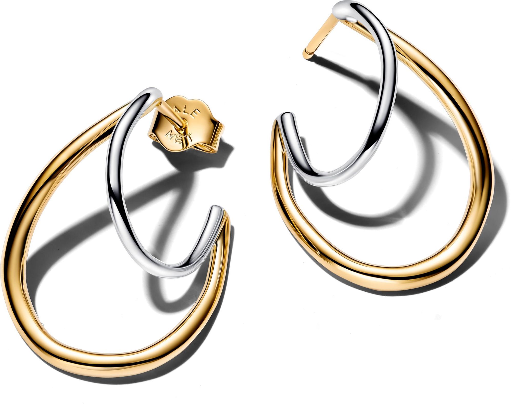 Pandora Organically Shaped Two-Tone Double Hoop 264657C00 Oorbellen Pandora Organically Shaped Two-Tone Double Hoop 264657C00 Oorbellen