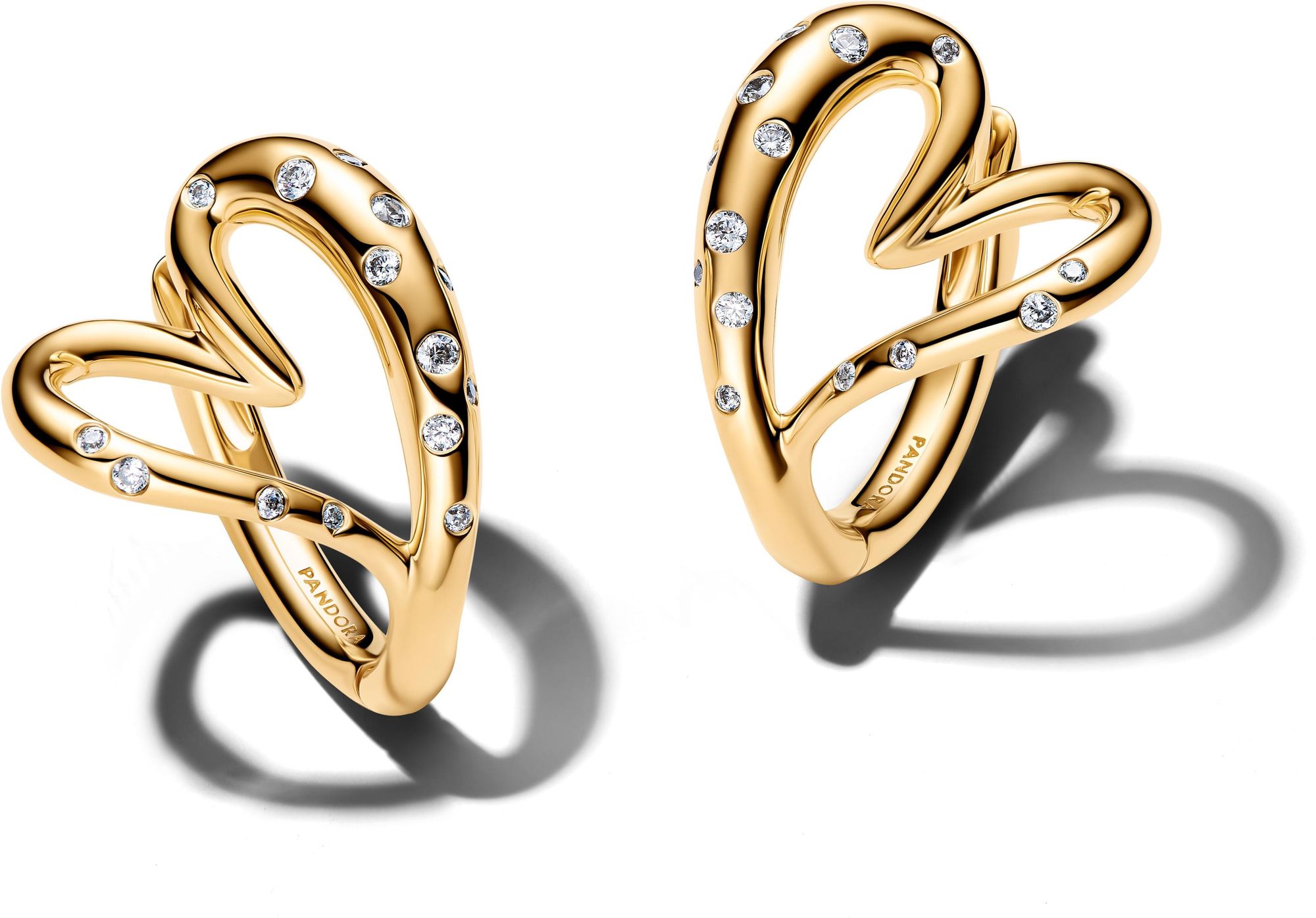 Pandora Organically Shaped Stone-Set Heart Hoop 264664C01 Oorbellen Pandora Organically Shaped Stone-Set Heart Hoop 264664C01 Oorbellen