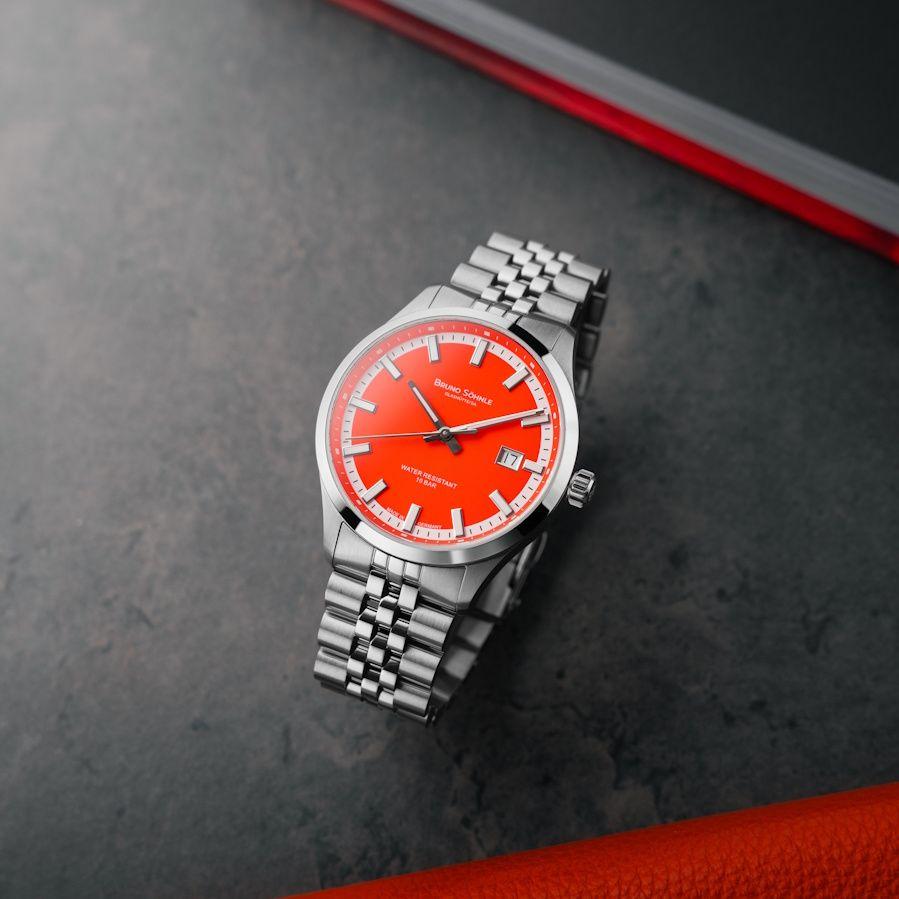 BRUNO SÖHNLE UHRENATELIER GLASHÜTTE/SA Turin Automatik "Bright Red" 17-12230-540 Unisex horloge BRUNO SÖHNLE UHRENATELIER GLASHÜTTE/SA Turin Automatik "Bright Red" 17-12230-540 Unisex horloge
