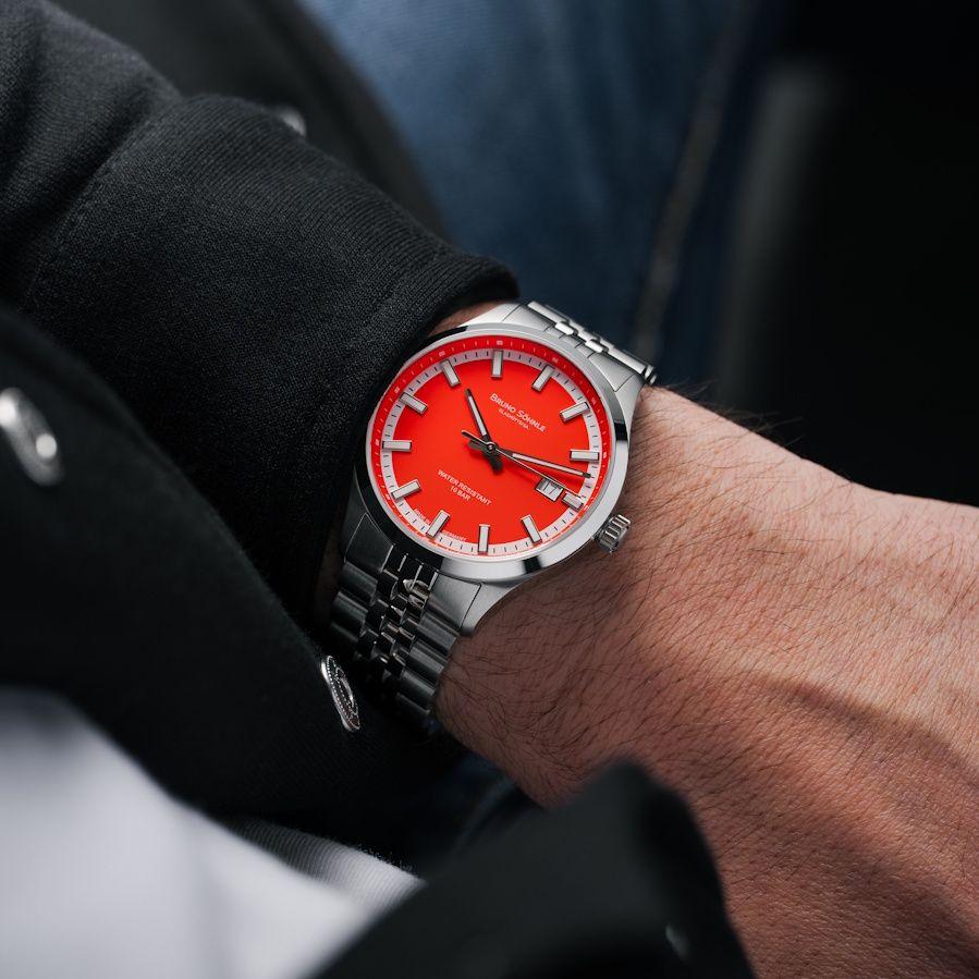 BRUNO SÖHNLE UHRENATELIER GLASHÜTTE/SA Turin Automatik "Bright Red" 17-12230-540 Unisex horloge BRUNO SÖHNLE UHRENATELIER GLASHÜTTE/SA Turin Automatik "Bright Red" 17-12230-540 Unisex horloge