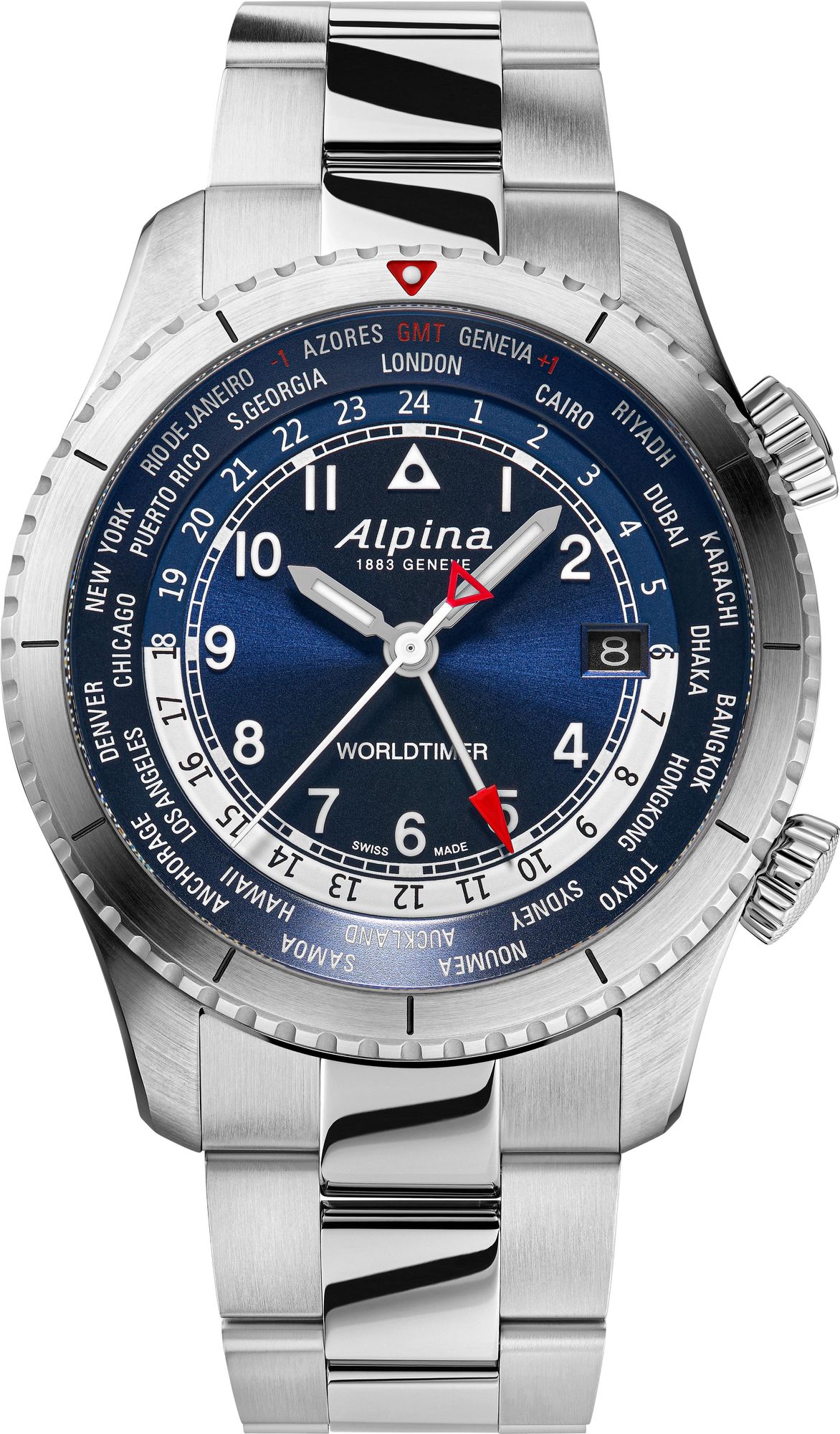 Alpina Geneve Pilot Quartz Worldtimer AL-255N4S26B Orologio da polso uomo Alpina Geneve Pilot Quartz Worldtimer AL-255N4S26B Orologio da polso uomo
