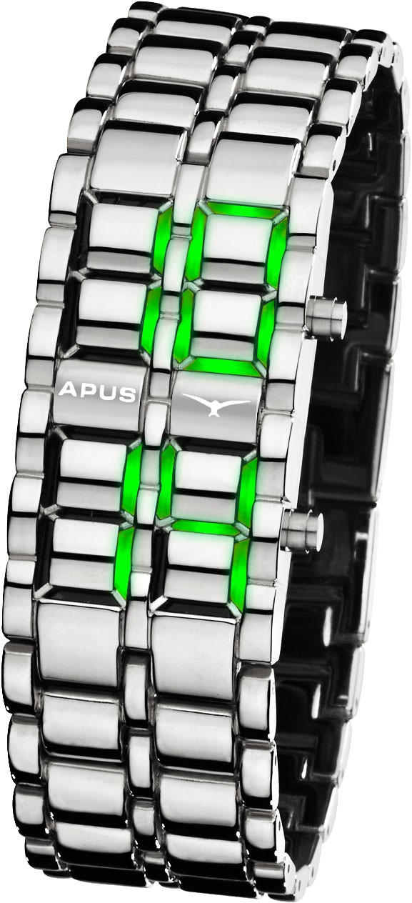 APUS Zeta Silver Green AS-ZT-SG LED Uhr für Herren Design Highlight