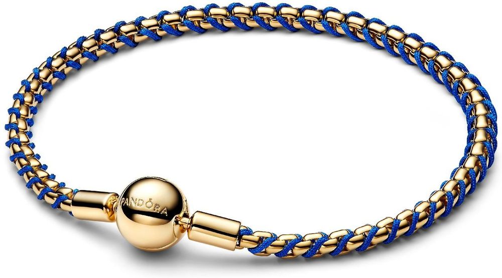 Pandora Blue Cord Box Chain Bracelet 563816C02 Braccialetto per donne Pandora Blue Cord Box Chain Bracelet 563816C02 Braccialetto per donne