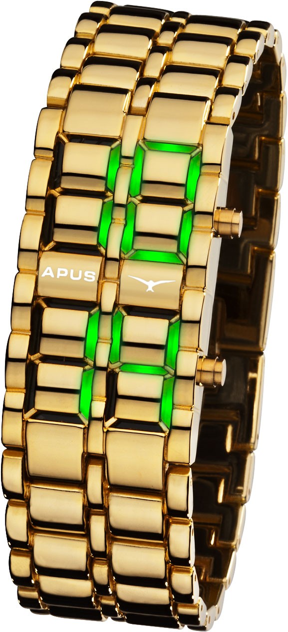 APUS Zeta Gold Green AS-ZT-GG LED Watch for Men Design Highlight