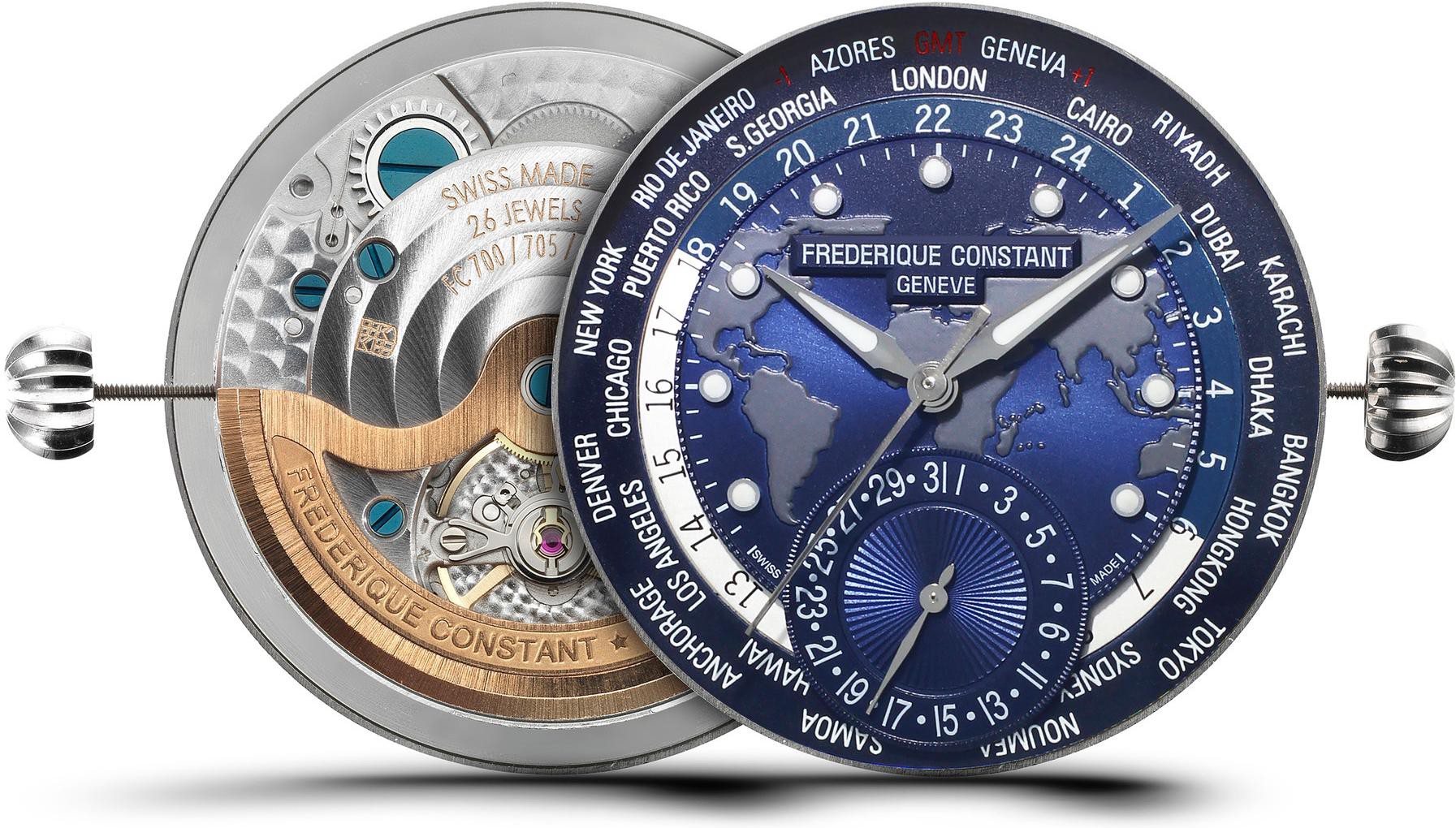 Frederique Constant Geneve Worldtimer Manufacture FC-718NWM4H6 Orologio automatico uomo Calibro di manifattura