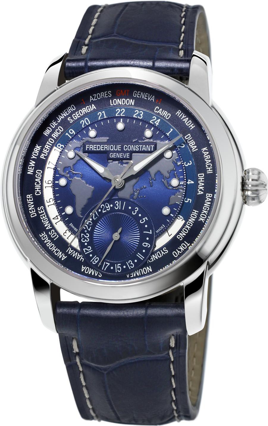 Frederique Constant Geneve Worldtimer Manufacture FC-718NWM4H6 Orologio automatico uomo Calibro di manifattura