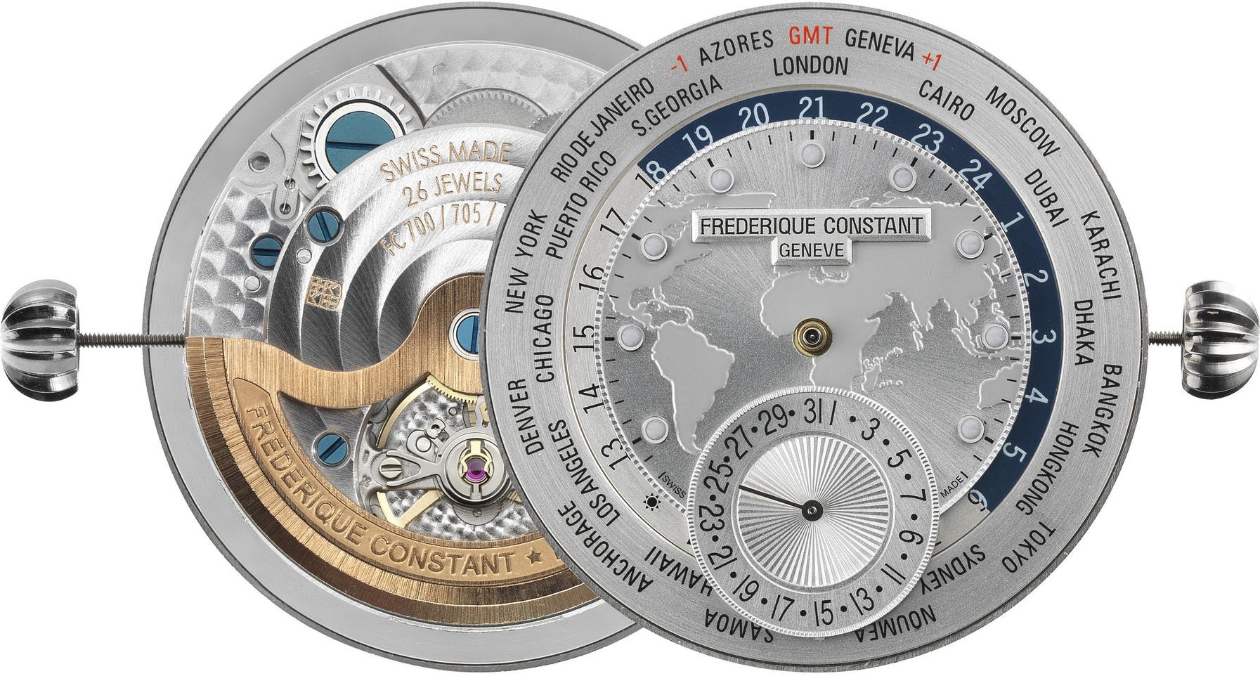 Frederique Constant Geneve Worldtimer Manufacture FC-718WM4H6 Reloj Automático para hombres Calibre de Manufactura