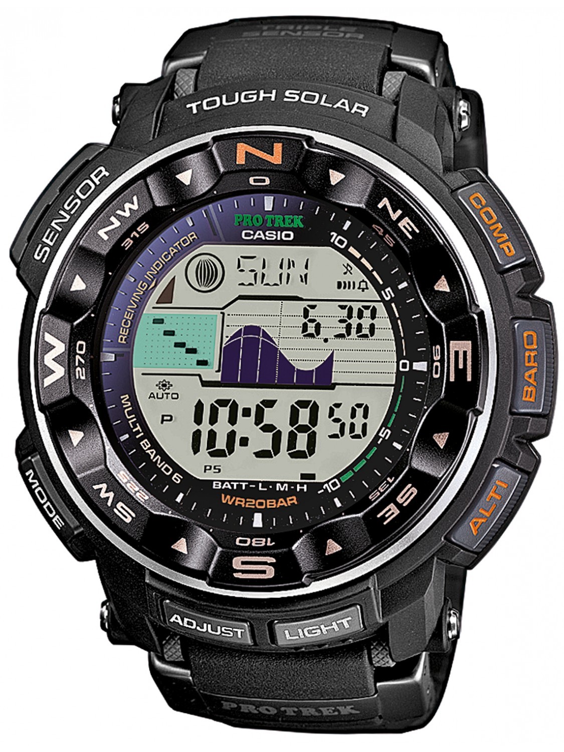 Casio Pro Trek Pro Trek PRW-2500-1ER Sportliche Herrenuhr Höhenmesser, Barometer, Thermometer, Kompass