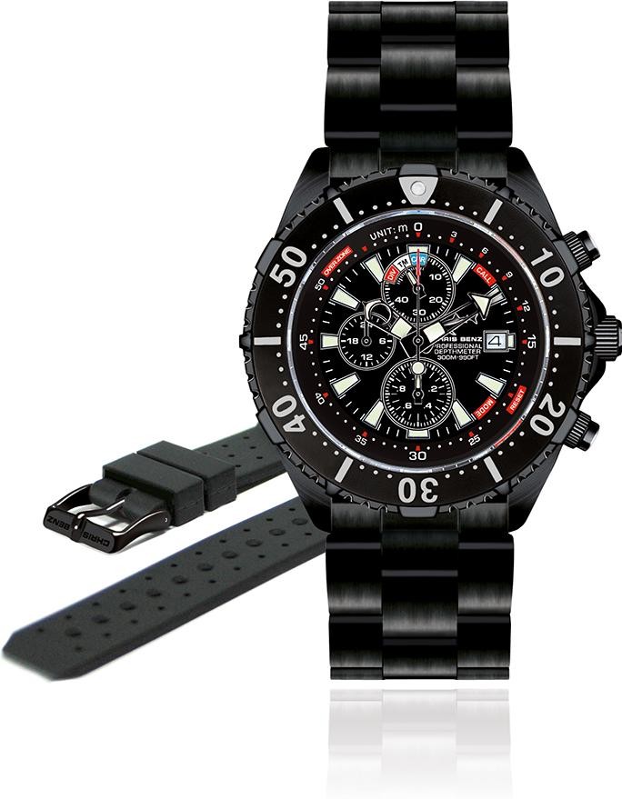 Chris Benz Depthmeter Chronograph 300m CB-C300-LE Cronógrafo para hombres Profundímetro