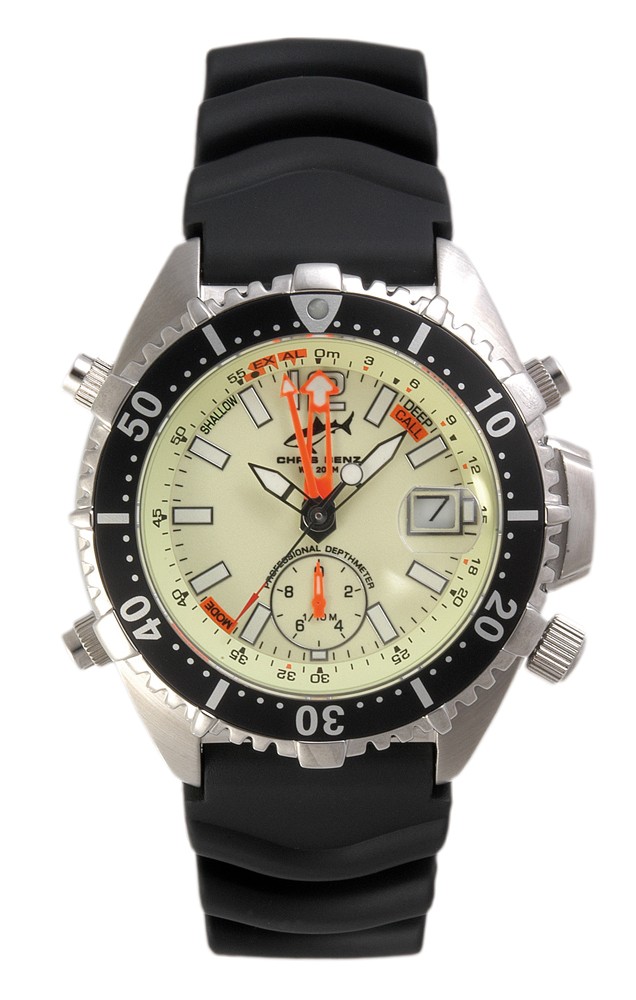 Chris Benz Depthmeter Analog CB-A-NEON-KB Sportliche Herrenuhr verschraubte Krone