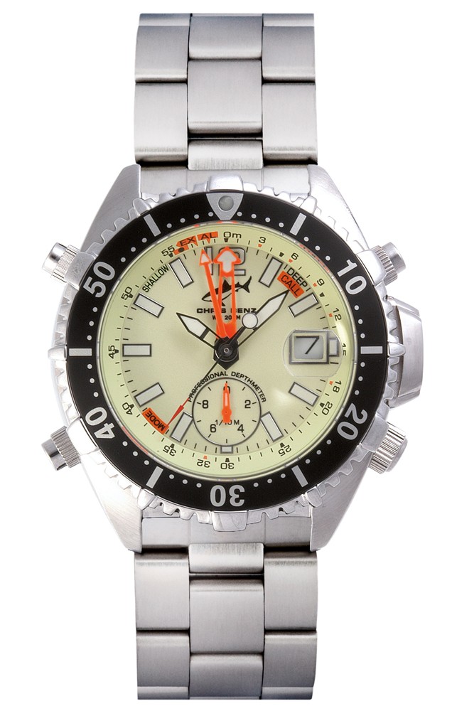 Chris Benz Depthmeter Analog CB-A-NEON-MB Sportliche Herrenuhr verschraubte Krone