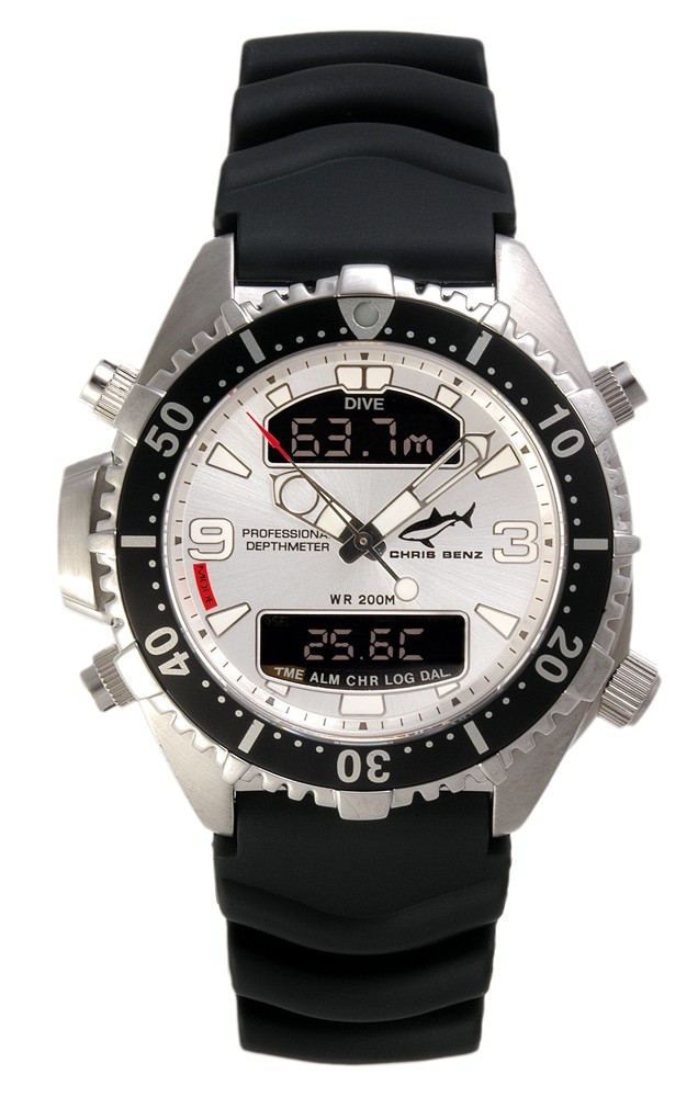 Chris Benz Depthmeter Digital CB-D200-SI-KBS Sportliche Herrenuhr Tauchcomputer Chris Benz Depthmeter Digital CB-D200-SI-KBS Sportliche Herrenuhr Tauchcomputer