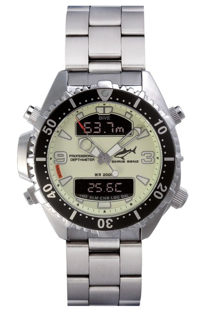 Chris Benz Depthmeter Digital CB-D200-N-MB Cronografo uomo Computer per immersioni Chris Benz Depthmeter Digital CB-D200-N-MB Cronografo uomo Computer per immersioni