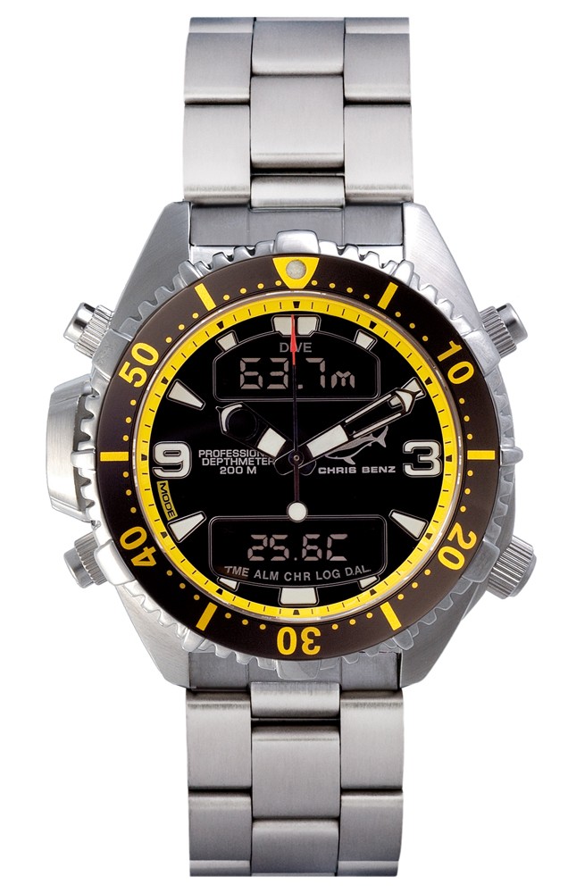 Chris Benz Depthmeter Digital CB-D200-YS-MB Herrenchronograph Tauchcomputer