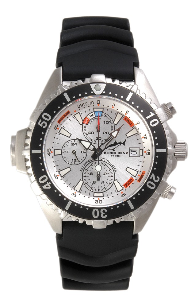Chris Benz Depthmeter Chronograph CB-C-SILVER-KB Sportliche Herrenuhr Tiefenmesser