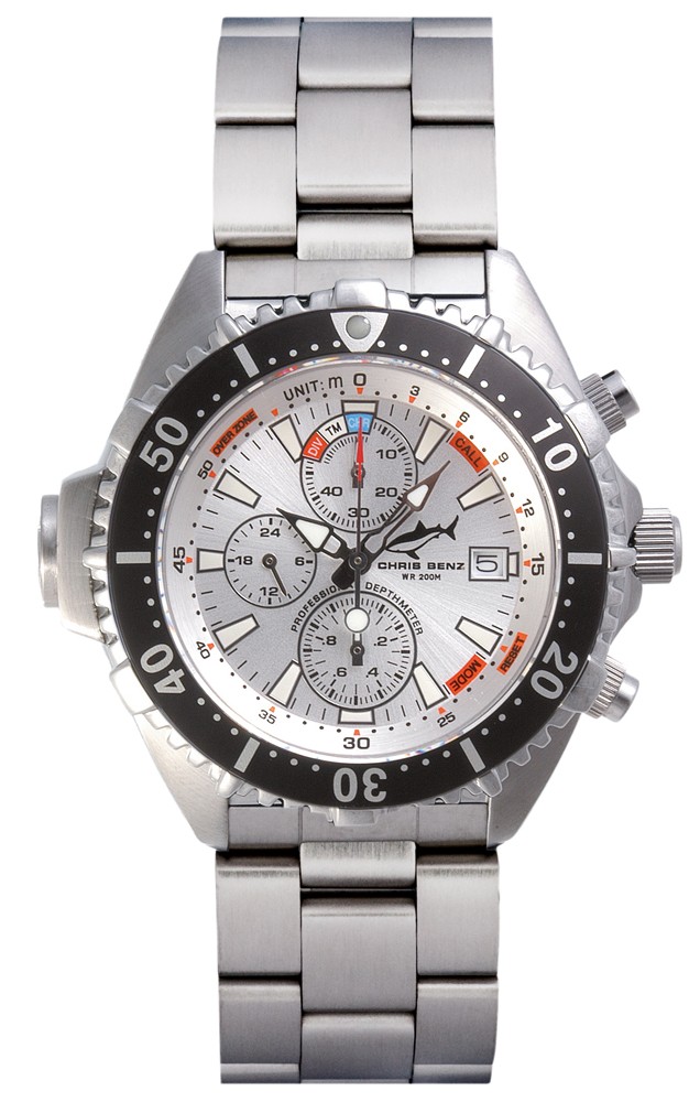 Chris Benz Depthmeter Chronograph CB-C-SILVER-MB Sportliche Herrenuhr Tiefenmesser
