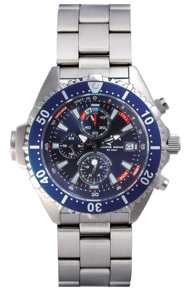 Chris Benz Depthmeter Chronograph CB-C-BLUE-MB Sportliche Herrenuhr Tiefenmesser