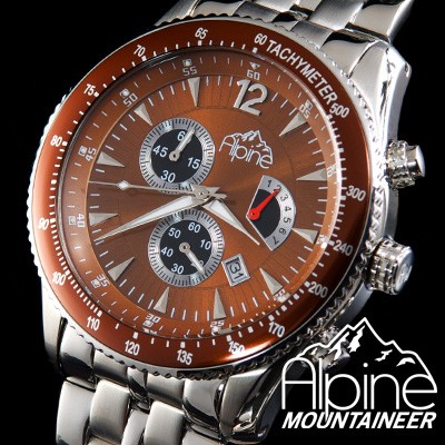 Alpine Mountaineer Koenigsspitze KS-Br Elegante orologio da uomo Cassa solida