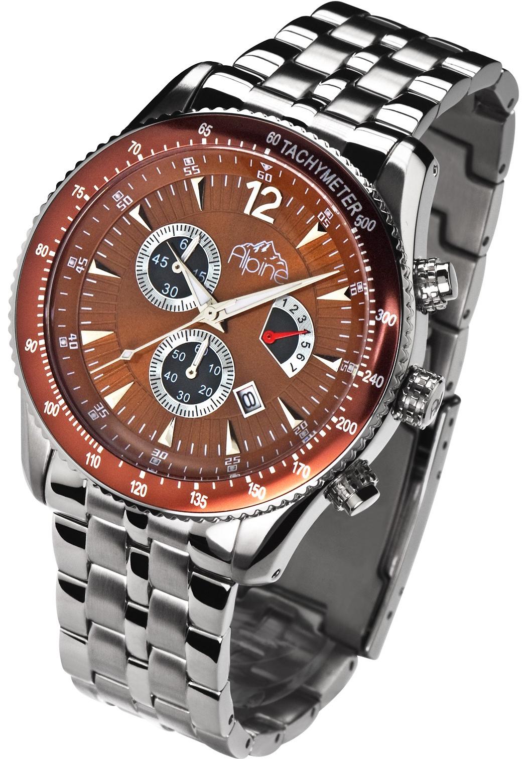 Alpine Mountaineer Koenigsspitze KS-Br Reloj elegante para hombres Carcasa Maciza