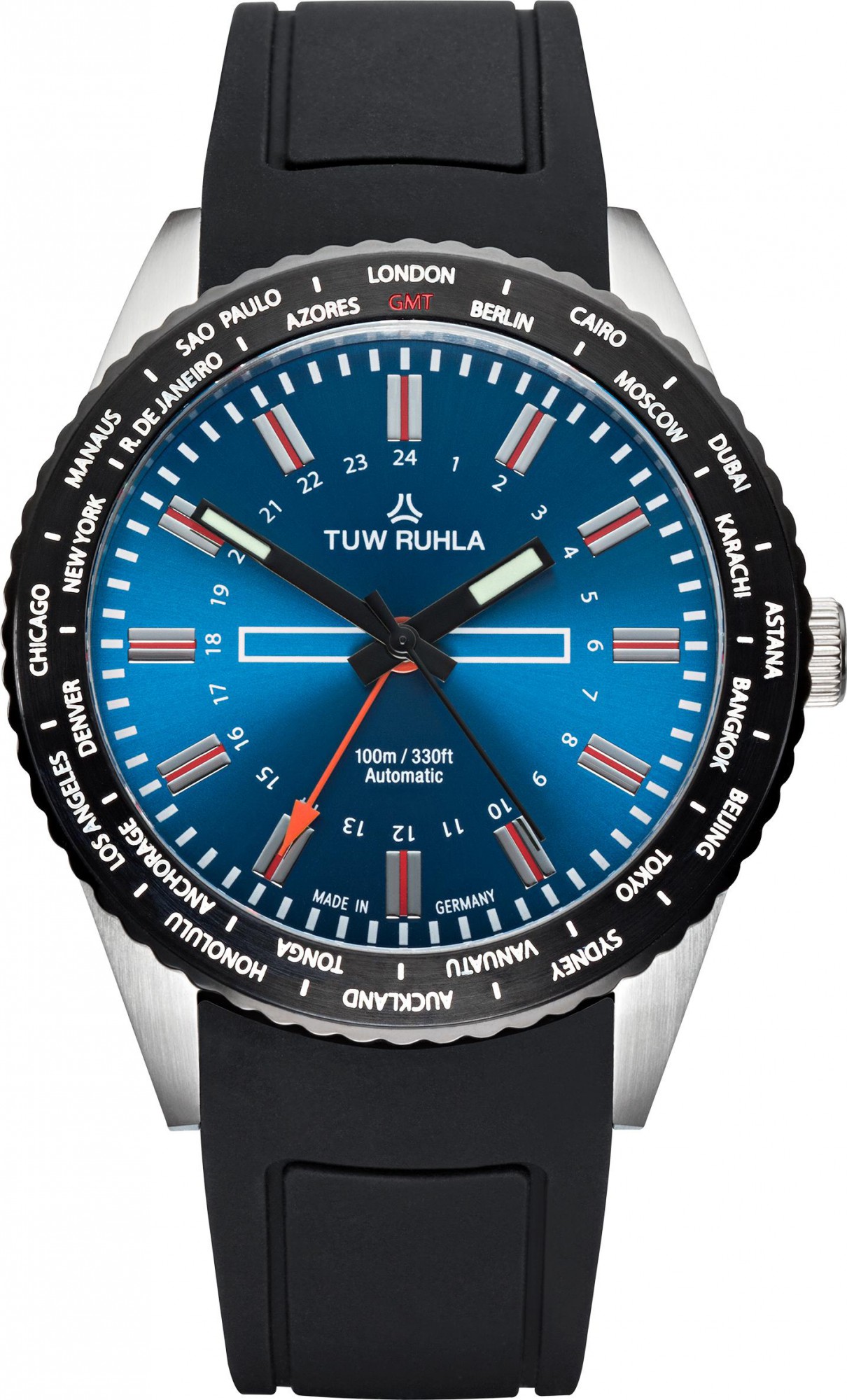 TUW Ruhla Globetrotter 20243-051702 Automatic Mens Watch Solid Case TUW Ruhla Globetrotter 20243-051702 Automatic Mens Watch Solid Case