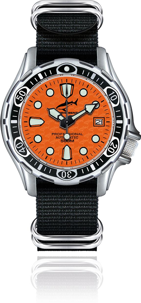 Chris Benz Deep 500m Automatik CB-500A-O-NBS Automatic Mens Watch Diving Watch