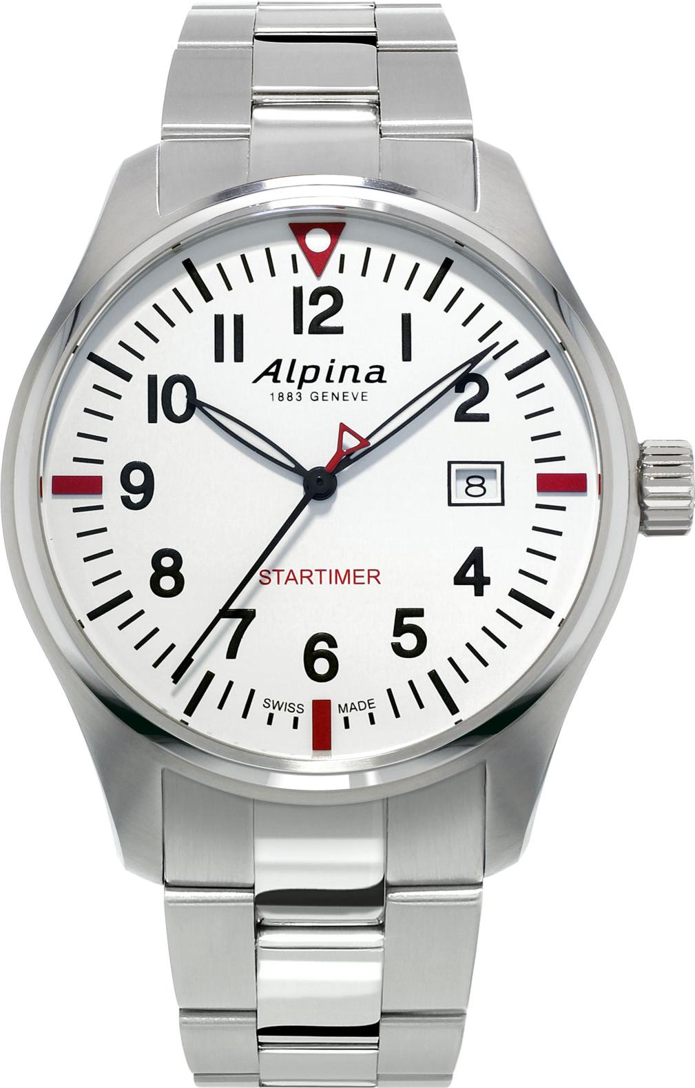 Alpina Geneve Startimer Pilot AL-240S4S6B Montre-Bracelet pour hommes Excellente Lisibilité