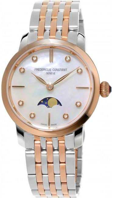 Frederique Constant Geneve Slimline Ladies Moonphase Quartz FC-206MPWD1S2B Damenarmbanduhr